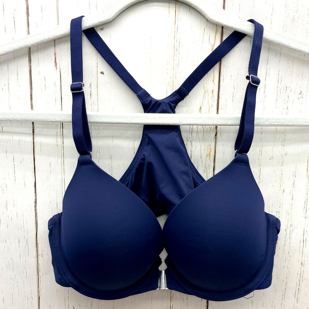 Soma Women’s Memorable Front Close Racerback Bra Blue Underwire Size 34A